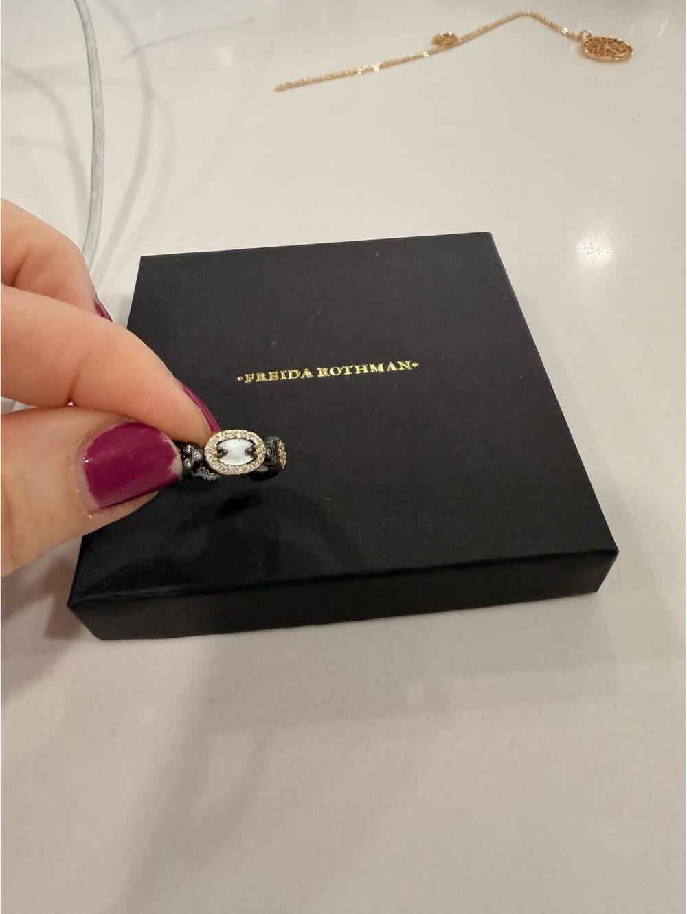 Frieda Rothman stamped 925 Rhodium and MOP size 6 ring